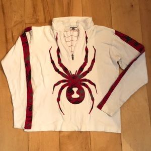 Kids Spyder Sz S 1/4 zip layer white/red